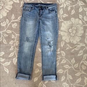 Kut from the Kloth Blue Ankle Cropped Distressed Jeans